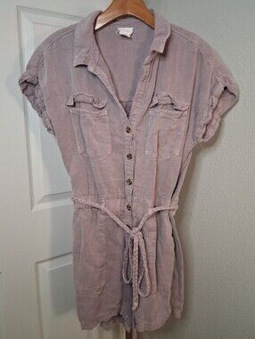 Nicole Miller Dusty Mauve Short-Sleeve Utility Romper